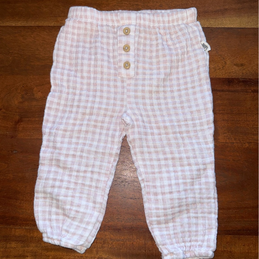 Pink Gingham Baby Pants‎